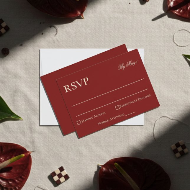 Elegant Minimalist Old Money Bold Red Wedding RSVP (Classic Red with Modern Luxury Font Wedding Suite, a perfect elegant touch for the event!)