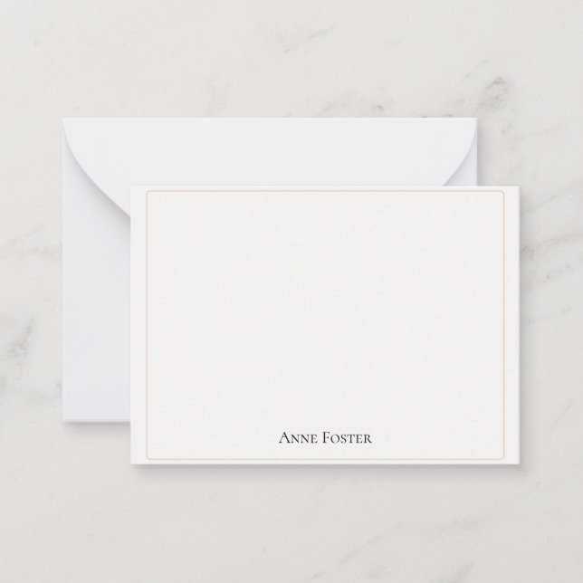 Elegant Minimalist Olive Green Border Note Card (Front)