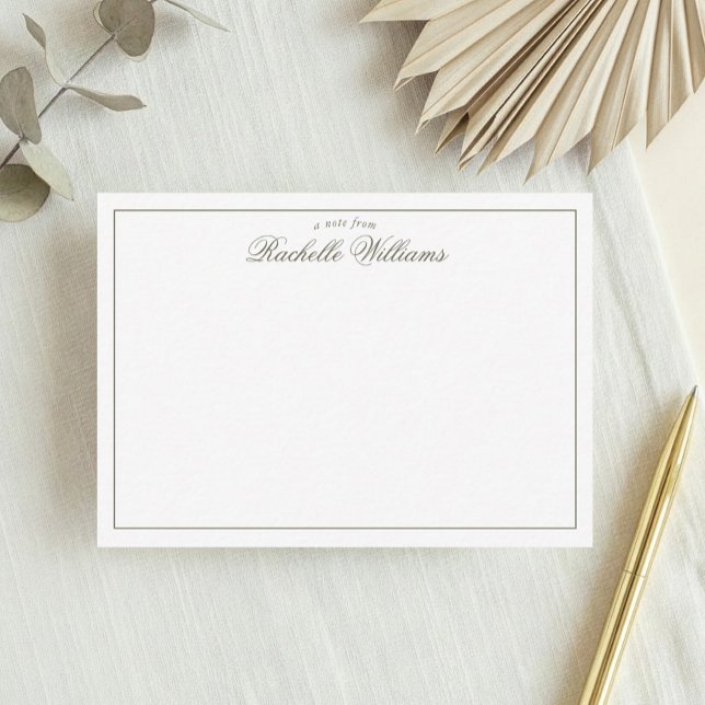 Elegant Minimalist Olive Green Monogram Card (Creator Uploaded)
