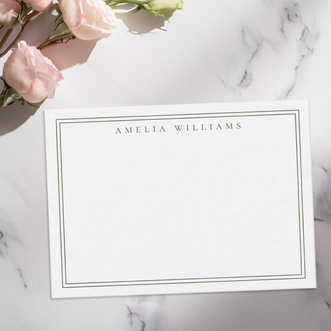 Elegant Minimalist Olive Green Two Border Card (Creator Uploaded)