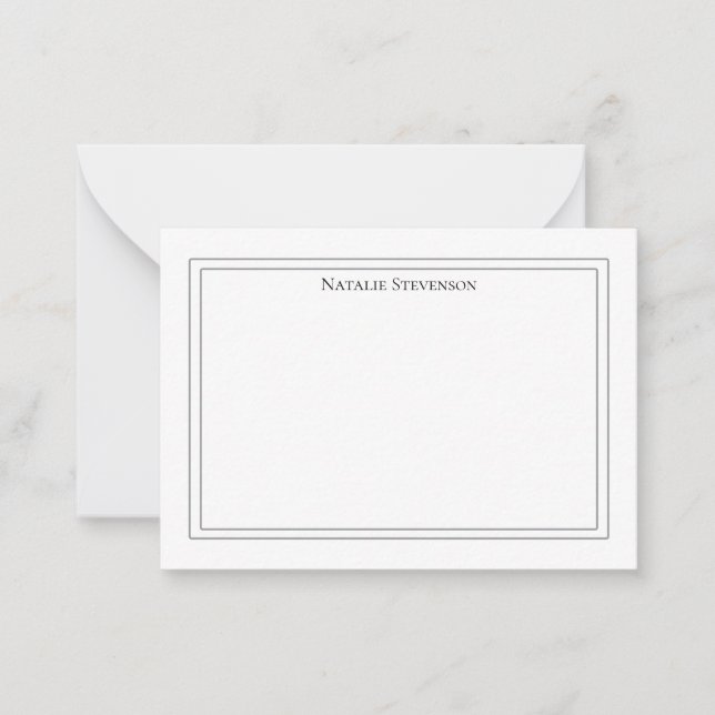 Elegant Minimalist Olive Green Two‑Border Note Car Card (Front)