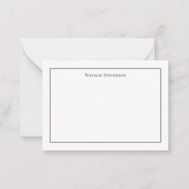 Elegant Minimalist Olive Green Two‑Border Note Car Card (Front)