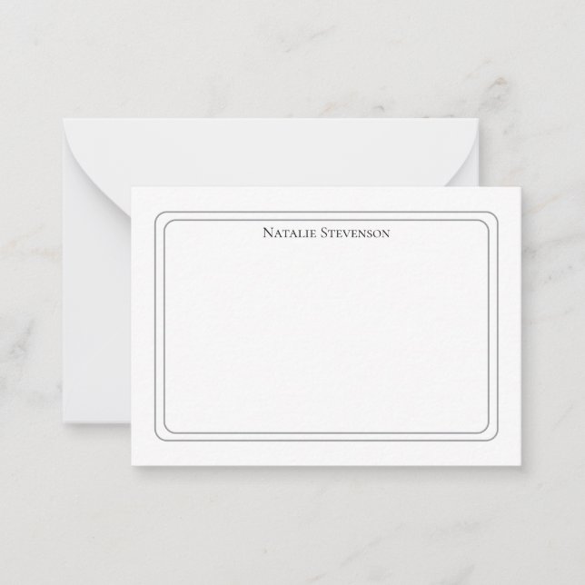 Elegant Minimalist Olive Green Two‑Border Note Car Card (Front)