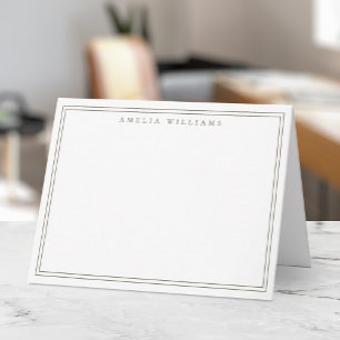 Elegant Minimalist Olive Green Two Border Note Card