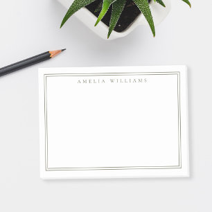 Elegant Minimalist Olive Green Two Border Post-it Notes