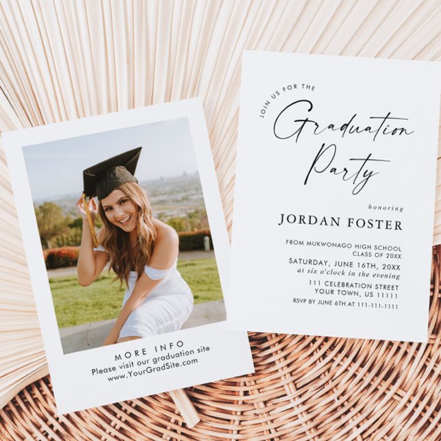 Elegant Minimalist One PHOTO Graduation Party Invitation (Creator Uploaded)