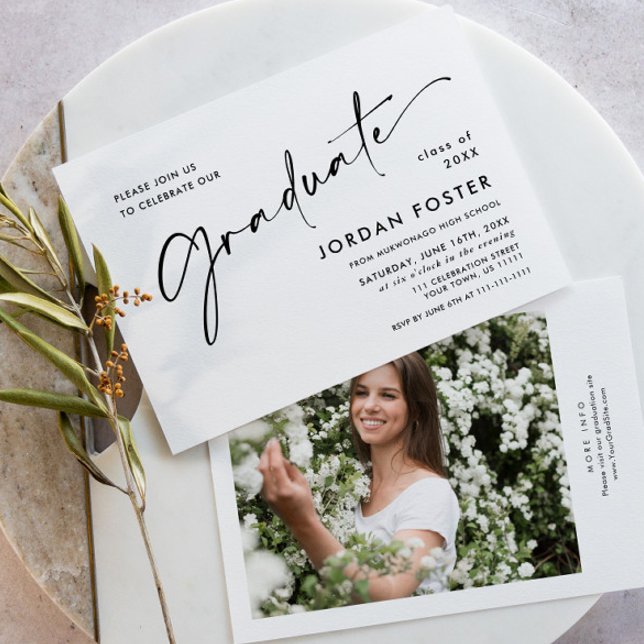 Elegant Minimalist One PHOTO Graduation Party Invitation (Creator Uploaded)
