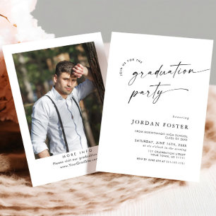 Elegant Minimalist One PHOTO Graduation Party Invitation