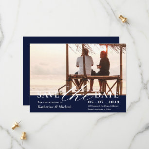 Elegant Minimalist One Photo QR code Wedding Save The Date