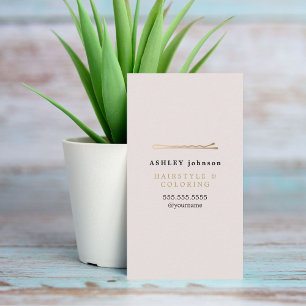 Elegant Minimalist Pastel Faux Gold Hairdresser Business Card
