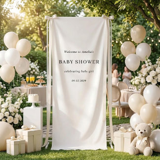 Elegant Minimalist Personalised Baby Shower Banner