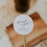Elegant, Minimalist Personalised Bridal Shower Classic Round Sticker<br><div class="desc">This is an elegant modern minimalist "she said yes" bridal shower sticker design featuring a beautiful calligraphy font and a simple serif font. All colours are editable, but the words "she said yes" are not editable. // For matching items, please visit the "OLIVIA" collection in the Sincerely By Nicole Zazzle...</div>