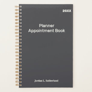 Elegant Minimalist Personalised Logo Grey Planner