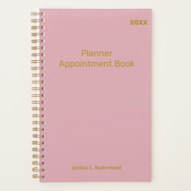 Elegant Minimalist Personalised Logo Pink Planner (Front)