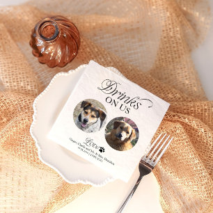 Elegant Minimalist Pet Photo Wedding Napkin