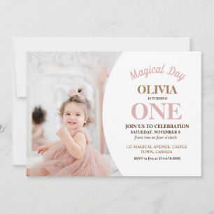 Elegant Minimalist Photo 1st Birthday Invitation