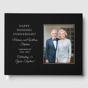 Elegant Minimalist Photo 25th Wedding Anniversary Guest Book