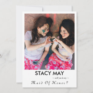 Elegant Minimalist Photo Be My Maid of Honour Invitation