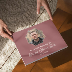 Elegant Minimalist Photo Classic Memorial Funeral Guest Book