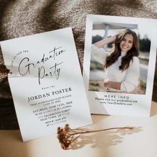 Elegant Minimalist PHOTO Graduation Party Invitation