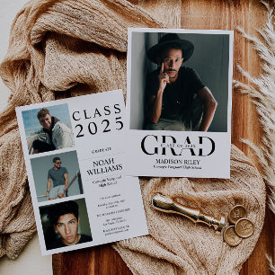 Elegant Minimalist Photo Graduation Party Invitation