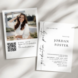 Elegant Minimalist PHOTO Graduation Party QR code Invitation
