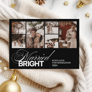 Elegant Minimalist Photo Married and Bright Holiday Card