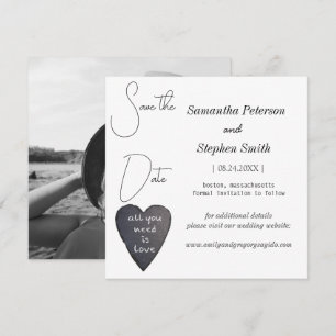 Elegant minimalist photo of black heart save the d date
