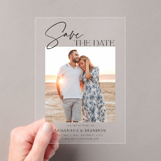 Elegant Minimalist Photo Save the Date Acrylic Invitations