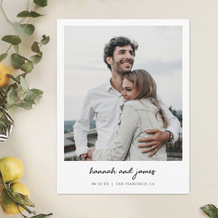 Elegant Minimalist Photo Save the Date Wedding Invitation Postcard