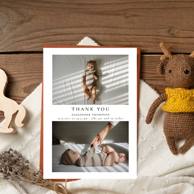 Elegant Minimalist Photo Thank You Baby Shower Card (Creator Uploaded)