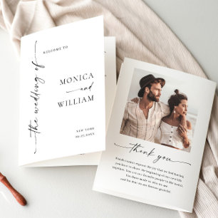Elegant Minimalist Photo Wedding Ceremony Program