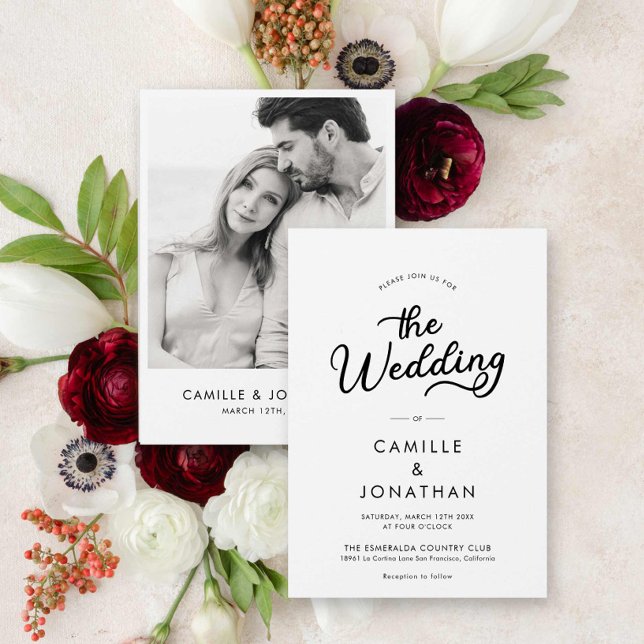 Elegant Minimalist Photo Wedding Invitation (Elegant Minimalist Photo Wedding Invite)