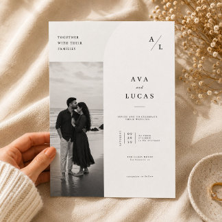 Elegant Minimalist Photo Wedding Invitation. Invitation