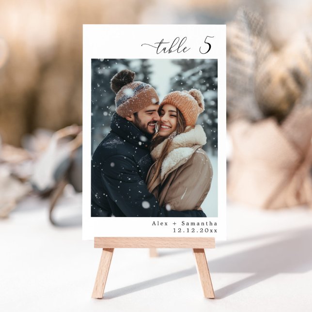 Elegant minimalist photo wedding table number (Creator Uploaded)