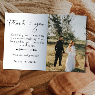 Elegant Minimalist Photo Wedding Thank You Card