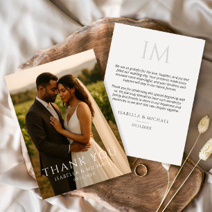 Elegant Minimalist Photo Wedding Thank You Card