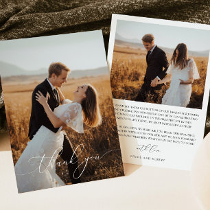 Elegant Minimalist Photo Wedding Thank You Card