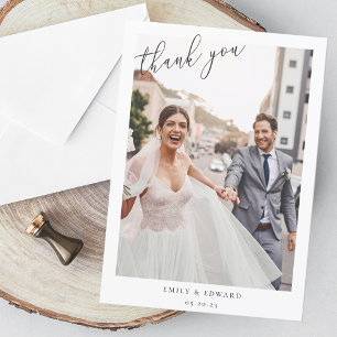 Elegant Minimalist Photo Wedding Thank You Card
