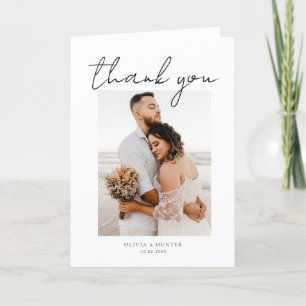 Elegant Minimalist Photo Wedding Thank You Cards