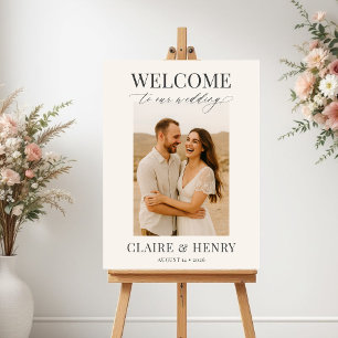 Elegant Minimalist Photo Wedding Welcome Poster