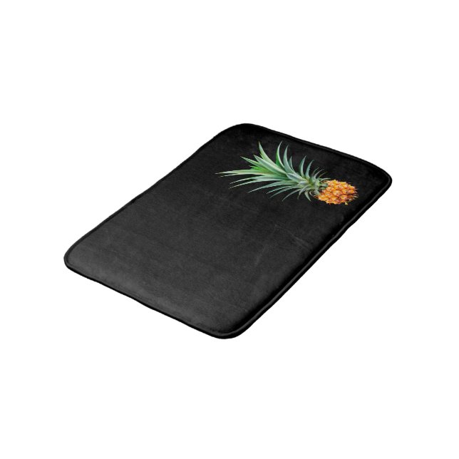 elegant minimalist pineapple | black background bath mat (Angled)