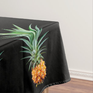 elegant minimalist pineapple   black background tablecloth