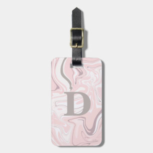 Elegant minimalist pink and white marble look luggage tag