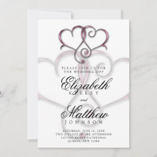 Elegant Minimalist Pink Heart Invitation