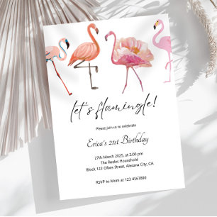 Elegant Minimalist Pink Let’s Flamingle Flamingo Invitation