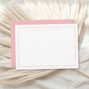 Elegant Minimalist Pink Two Border Card