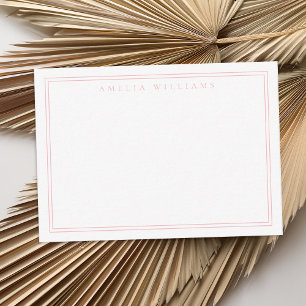 Elegant Minimalist Pink Two Border Card