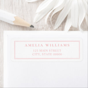 Elegant Minimalist Pink Two Border Return Address Return Address Label