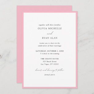 Elegant Minimalist Pink Wedding Invitation
